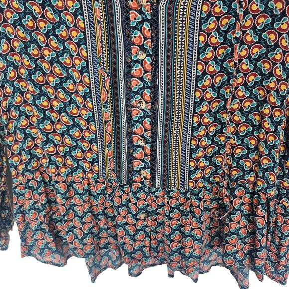 Maeve Blouse Anthropologie Blouse Peasant Blouse Long Sleeve Blouse 0 Navy Janie - Picture 3 of 9